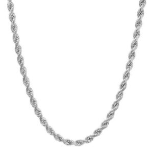 nyc sterling unisex sterling silver 5mm diamond-cut rope chain necklace (20")