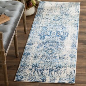 SAFAVIEH Evoke Collection Area Rug - 5'3" x 7'6", Ivory & Black, Oriental Medallion Distressed Design, Non-Shedding & Easy Care, Ideal for High Traffic Areas in Living Room, Bedroom (EVK260T)