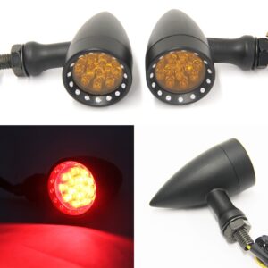 red cnc motorcycle bullet led turn signal light blinker indicator front rear tail light compatible with honda harley yamaha suzuki chopper