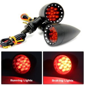 Red CNC Motorcycle Bullet LED Turn Signal Light Blinker Indicator Front Rear Tail Light Compatible with Honda Harley Yamaha Suzuki Chopper