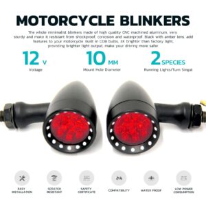 Red CNC Motorcycle Bullet LED Turn Signal Light Blinker Indicator Front Rear Tail Light Compatible with Honda Harley Yamaha Suzuki Chopper