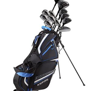 19 Piece Men's Complete Golf Club Package Set with Titanium Driver, 3 Fairway Wood, 3-4-5 Hybrids, 6-SW Irons, Putter, Stand Bag, 5 H/C's - Choose Options! (Regular Size, Special Ti-Face Driver)