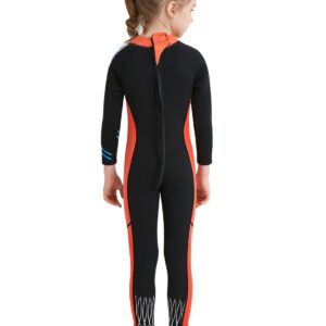 DIVE & SAIL Girls Long Sleeve Swimsuit One Piece UV Sun Protection Full Suit Thermal Diving Wetsuit Swimwear Black L