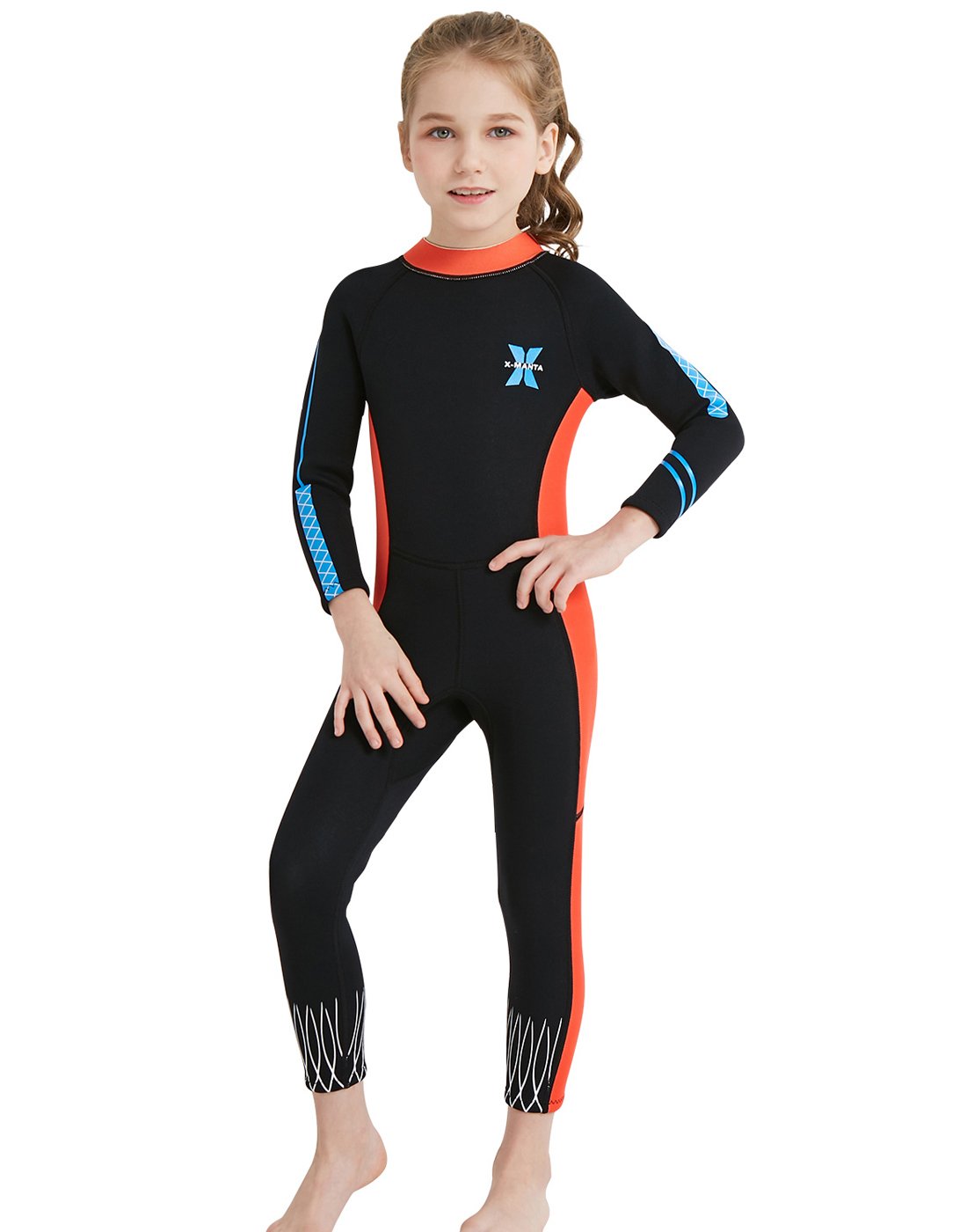 DIVE & SAIL Girls Long Sleeve Swimsuit One Piece UV Sun Protection Full Suit Thermal Diving Wetsuit Swimwear Black L