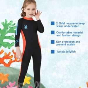 DIVE & SAIL Girls Long Sleeve Swimsuit One Piece UV Sun Protection Full Suit Thermal Diving Wetsuit Swimwear Black L