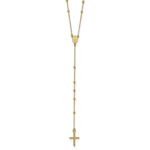 diamond2deal gift for mothers day 14k yellow gold polished rosary 24 inch necklace