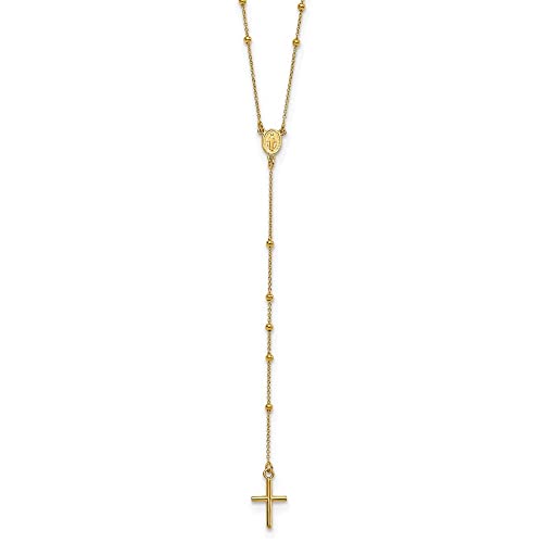 Diamond2Deal Gift for Mothers Day 14k Yellow Gold Polished Rosary 24 inch Necklace