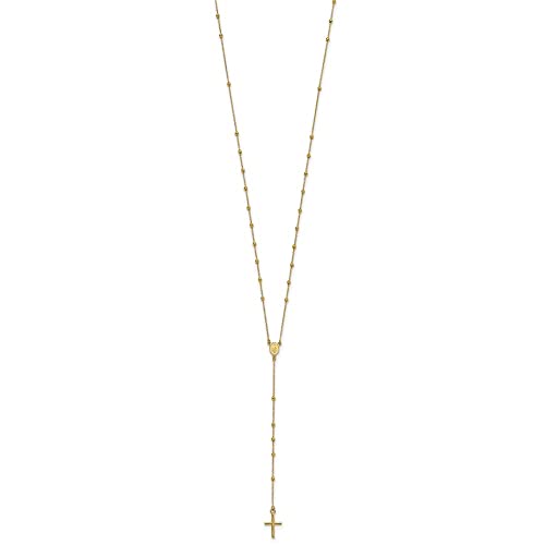 Diamond2Deal Gift for Mothers Day 14k Yellow Gold Polished Rosary 24 inch Necklace