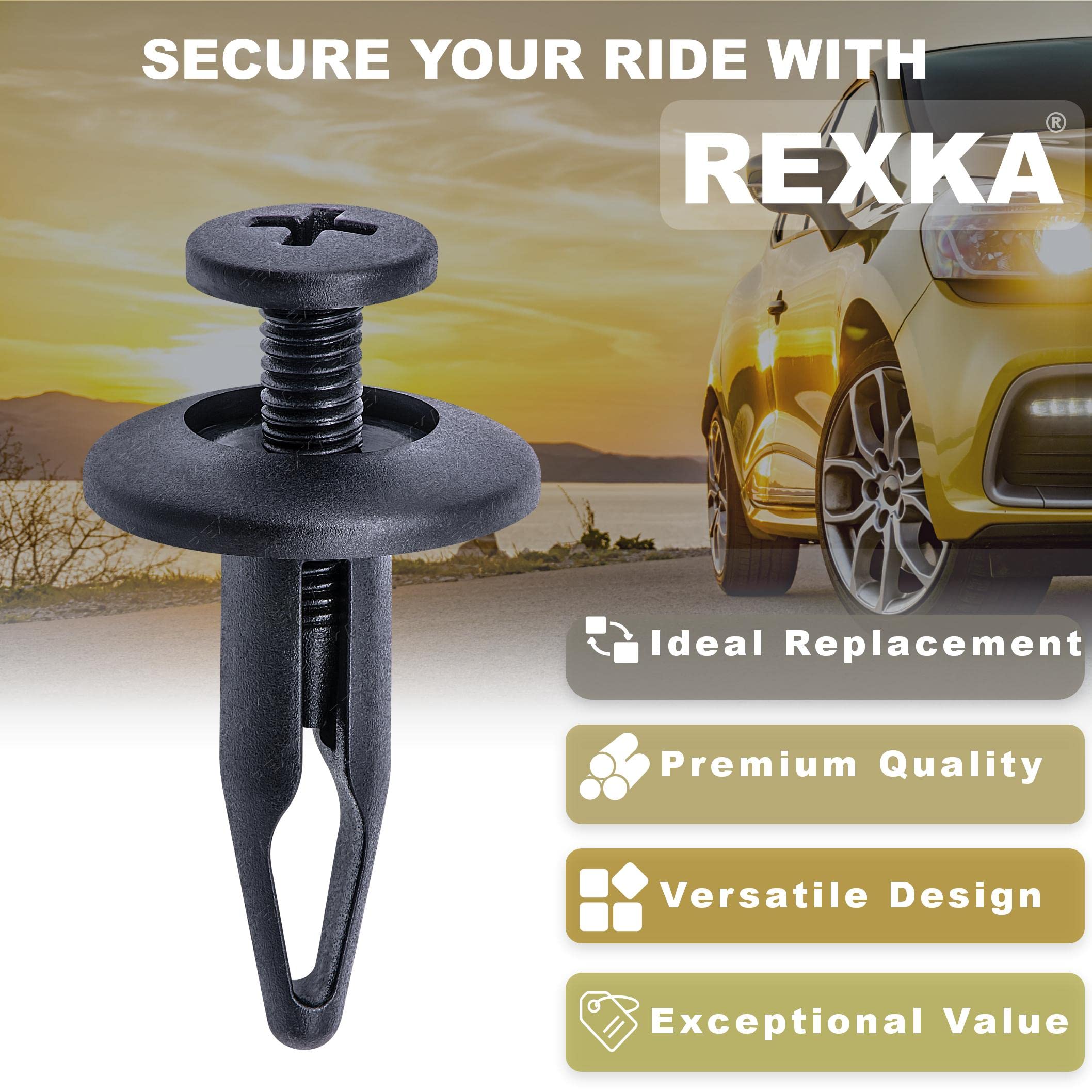 Rexka 30pcs Radiator Shroud & Trim Retainer Push-Type Clips Rivet Compatible with GM 20664092 Ford N804570S