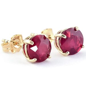 Galaxy Gold GG 14k Solid Yellow Gold Ruby Stud Earrings 3.5 ct s Ruby (yellow-gold)