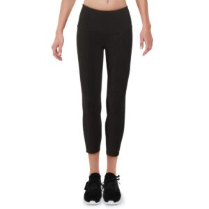 reebok womens high rise capri leggings yoga pants, black, x-small