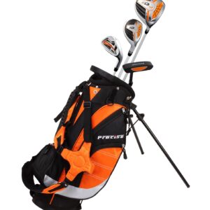 Remarkable Right Handed Junior Golf Club Set for Age 3 to 5 (Height 3' to 3'8") Set Includes: Driver (15"), Hybrid Wood (25*), 7 Iron, Putter, Bonus Stand Bag & 2 Headcovers