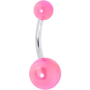 body candy steel iridescent pink acrylic ball belly button ring