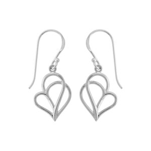 boma jewelry sterling silver polished twisting heart dangle earrings