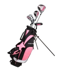 left handed pink junior golf club set for age 6 to 8