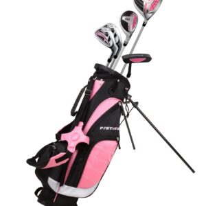 Left Handed Pink Junior Golf Club Set for Age 6 to 8