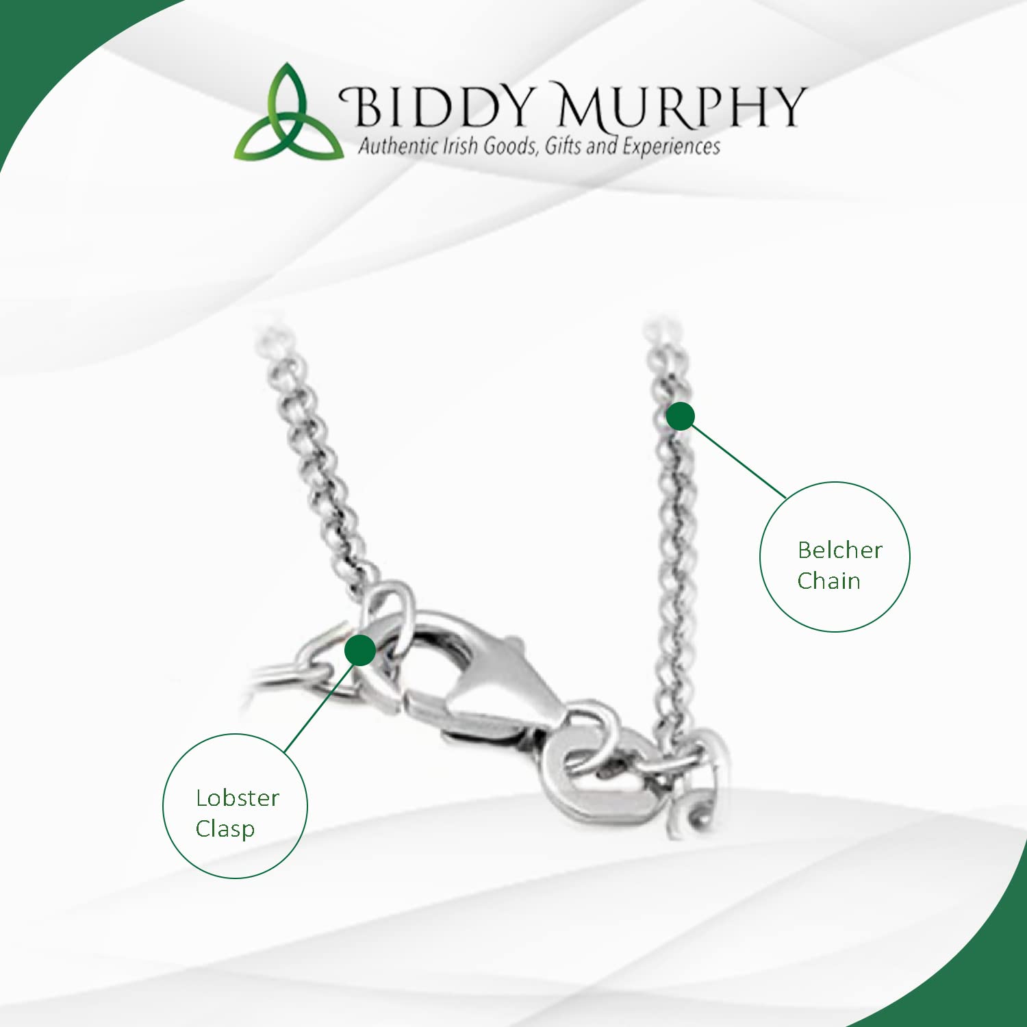 Biddy Murphy Saint Brigid Celtic Cross Pendant Necklace 925 Sterling Silver and Connemara Marble Inlay, Authentic Irish Jewelry Imported from Ireland,18" Length, 7/8" x 1 1/14" Inch