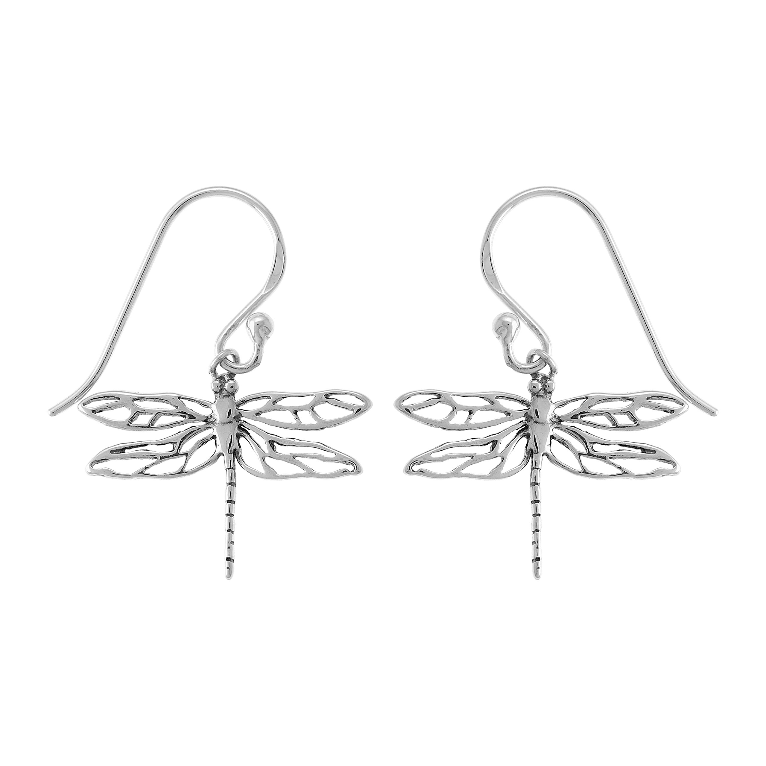 Boma Jewelry Sterling Silver Dragonfly Dangle Earrings