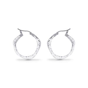 Boma Jewelry Sterling Silver Organic Hammered Texture Snap Down Hoop Earrings