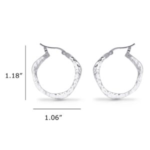 Boma Jewelry Sterling Silver Organic Hammered Texture Snap Down Hoop Earrings