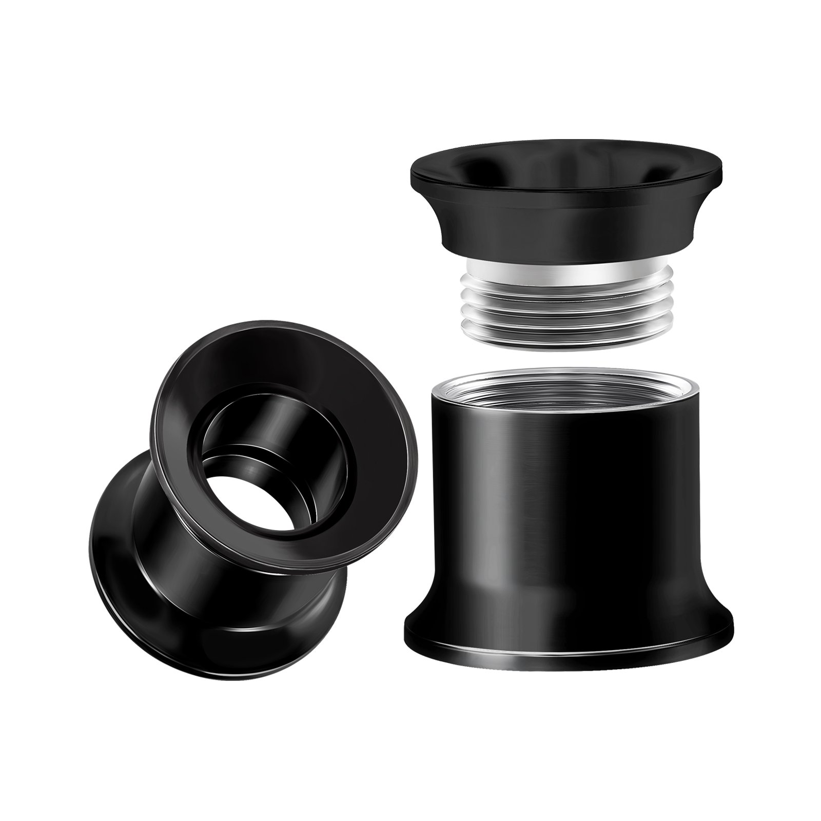 BIG GAUGES Pair of Internally Threaded Stainless Steel 0g 0 Gauge 8mm Black Double Flared Piercing Jewelry Ear Plugs Lobe Tunnels BG0013