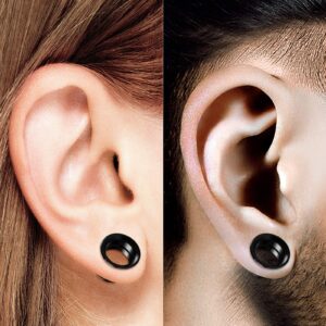 BIG GAUGES Pair of Internally Threaded Stainless Steel 0g 0 Gauge 8mm Black Double Flared Piercing Jewelry Ear Plugs Lobe Tunnels BG0013