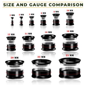 BIG GAUGES Pair of Internally Threaded Stainless Steel 0g 0 Gauge 8mm Black Double Flared Piercing Jewelry Ear Plugs Lobe Tunnels BG0013