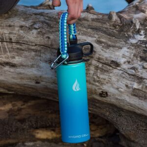 HYDRO CELL Stainless Steel Insulated Water Bottle with Straw - For Cold & Hot Drinks - Metal Vacuum Flask with Screw Cap and Modern Leakproof Sport Thermos for Kids & Adults (Teal/Blue 24oz)