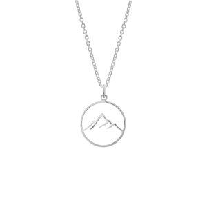 boma jewelry sterling silver circle mountain pendant necklace, 18 inches