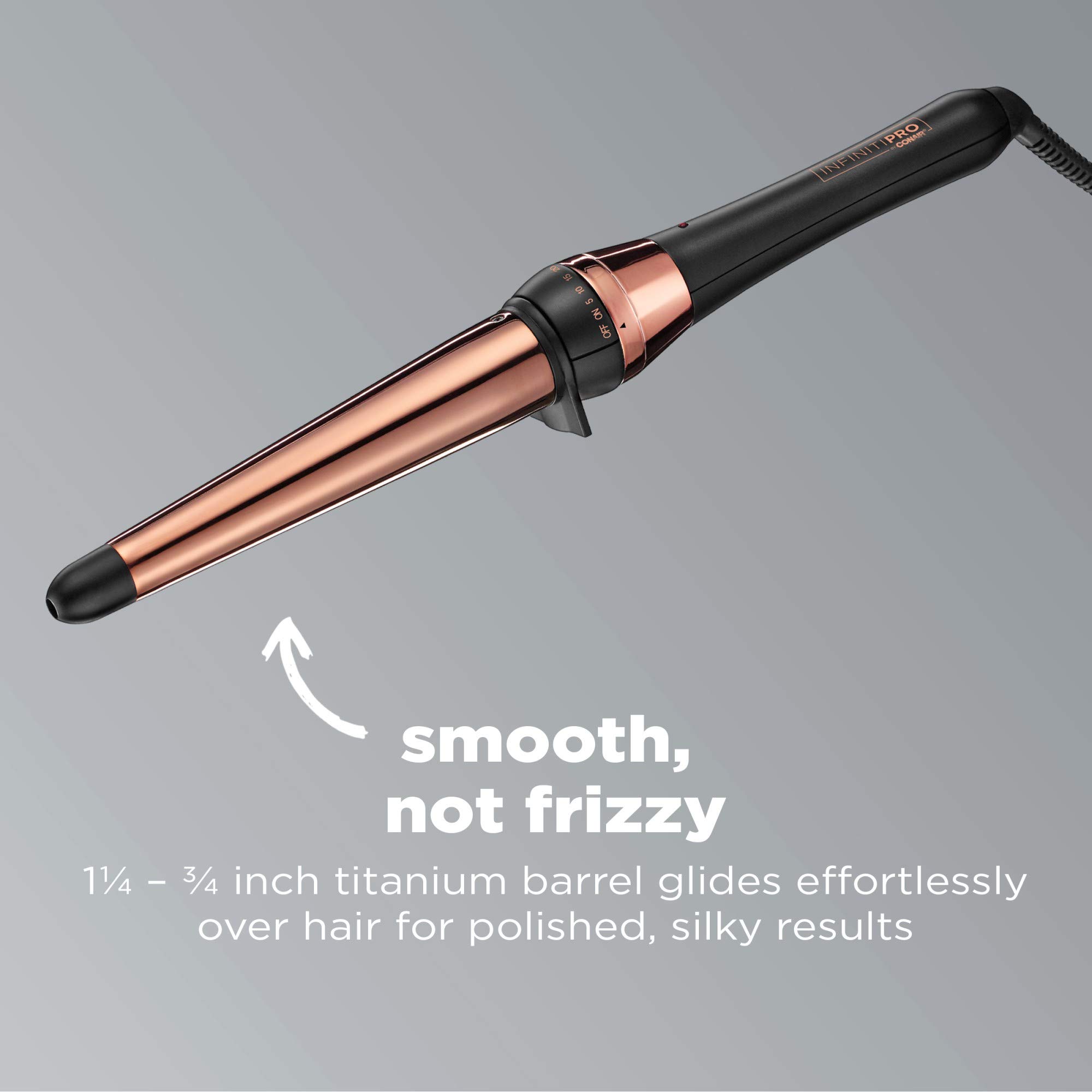 INFINITIPRO BY CONAIR Rose Gold Titanium 1 ¼-inch to ¾-inch Curling Wand, Tapered wand produces beachy waves