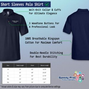 Polo Shirts for Men Custom Personalized Text Cotton Short Sleeves Golf Tees Navy Large