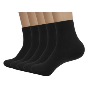 serisimple viscose bamboo men sock breathable sock quarter thin ankle high sock comfort cool soft sock 5 pairs (large, black)