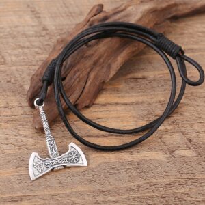 TEAMER Viking Axe Helm of Awe Wrap Bracelet Valknut Amulet Norse Viking Bracelet (Style 1)