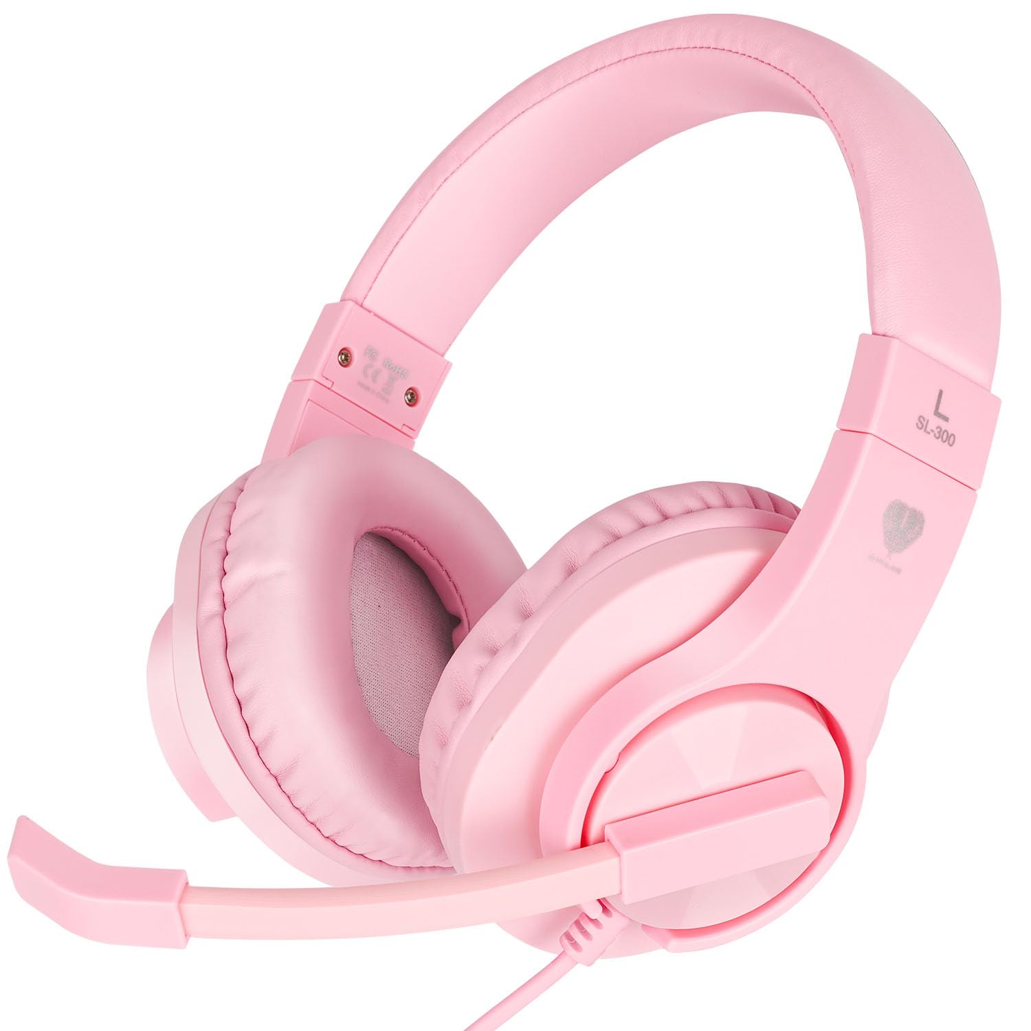 DIWUER Gaming Headset for Xbox One, PS4, PS5, Nintendo Switch, Bass Surround and Noise Cancelling 3.5mm Over Ear Headphones with Mic for Laptop PC Smartphones, Pink