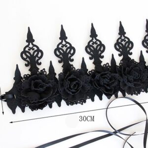 Floral Fall Rose Red Rose Flower Crown Woodland Hair Wreath Festival Headband F-67 (Tiara Black)