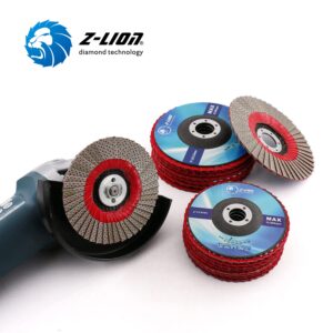 Z-LION 4 Inch Diamond Flap Disc 120 Grit Sanding Wheel for Ceramic Glass Rubber Plastic Concrete Hard Material Sanding