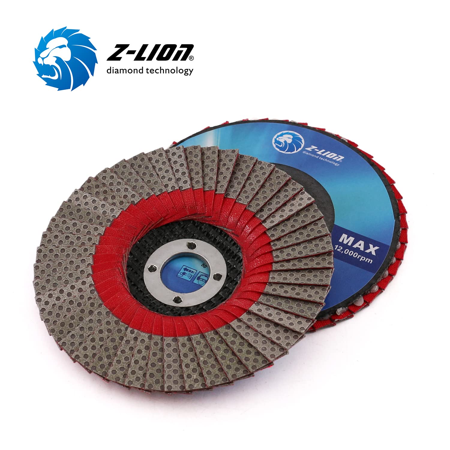 Z-LION 4 Inch Diamond Flap Disc 120 Grit Sanding Wheel for Ceramic Glass Rubber Plastic Concrete Hard Material Sanding