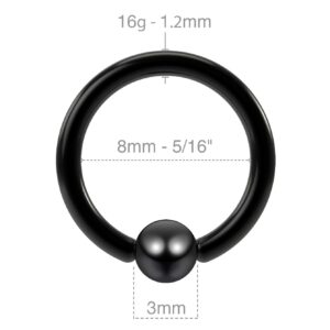 4pc 16g Stainless Steel Captive Bead Ring Earrings Ball Gauge Hoop Tragus Daith Septum Helix BCR 8mm