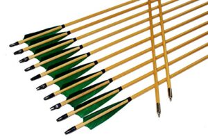 ttfly fletching 12pk 32 inch traditional wooden arrows handmade shaft green shield turkey feather practice archery for recurve longbow hunting arrows