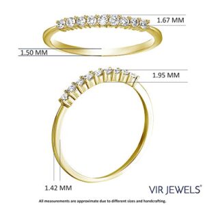 VIR JEWELS 1/5 cttw Round Diamond Wedding Band for Women in 14K Yellow Gold 9 Stones Prong Set, Size 7.5