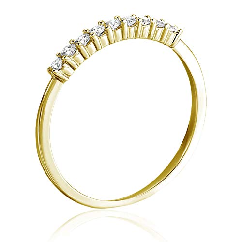 VIR JEWELS 1/5 cttw Round Diamond Wedding Band for Women in 14K Yellow Gold 9 Stones Prong Set, Size 7.5