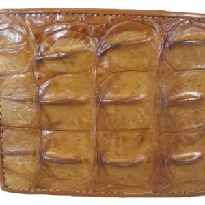 Pelgio Genuine Crocodile Alligator Backbone Skin Bifold Wallet (Tan Brown)