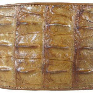 Pelgio Genuine Crocodile Alligator Backbone Skin Bifold Wallet (Tan Brown)