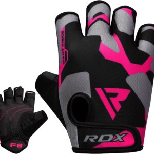 RDX Weight Lifting Gloves Women Fitness Workout, Anti Slip Padded Palm Grip Protection, Elasticated Breathable, Powerlifting Gym Bodybuilding Strength Training, Half Finger, Cycling Calisthenics