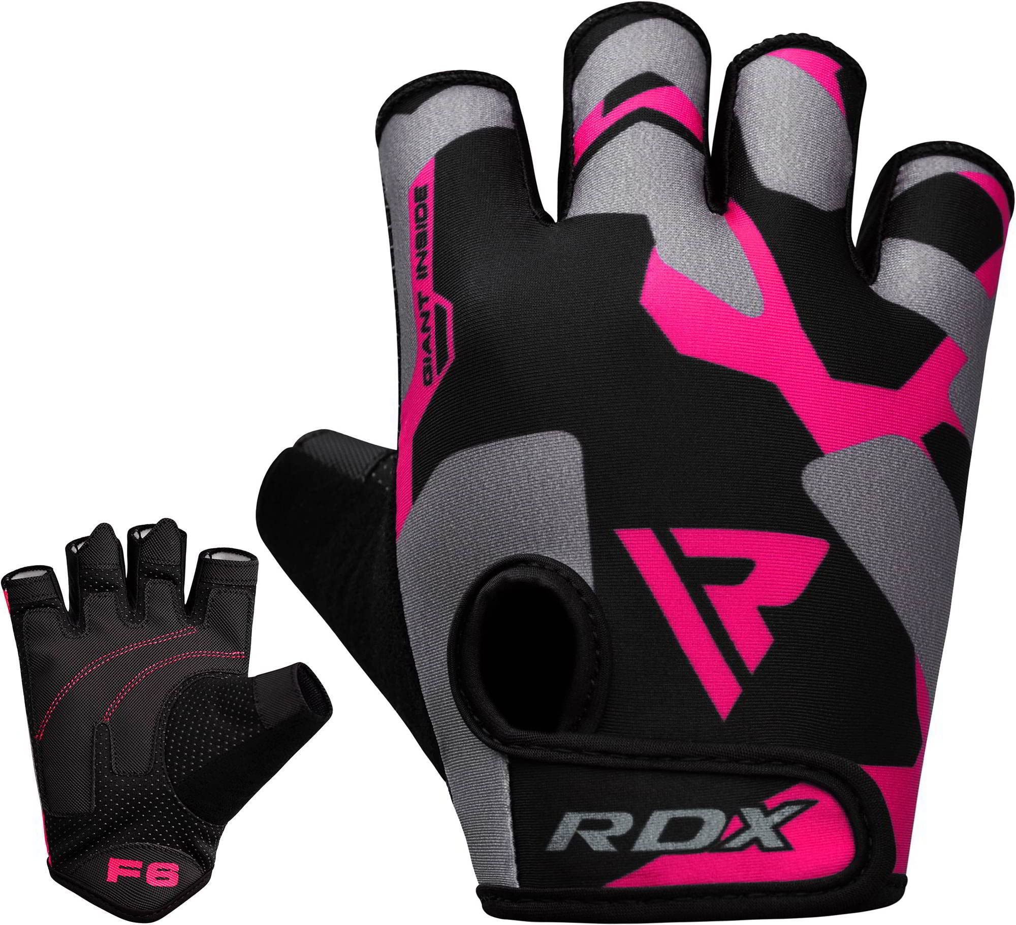 RDX Weight Lifting Gloves Women Fitness Workout, Anti Slip Padded Palm Grip Protection, Elasticated Breathable, Powerlifting Gym Bodybuilding Strength Training, Half Finger, Cycling Calisthenics