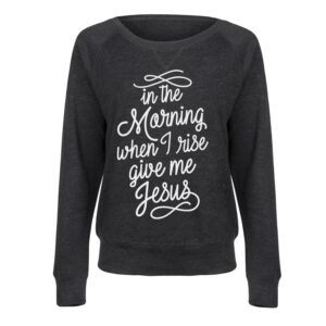 instant message - in the morning jesus-ladies lightweight french terry pullover - size large heather charcoal