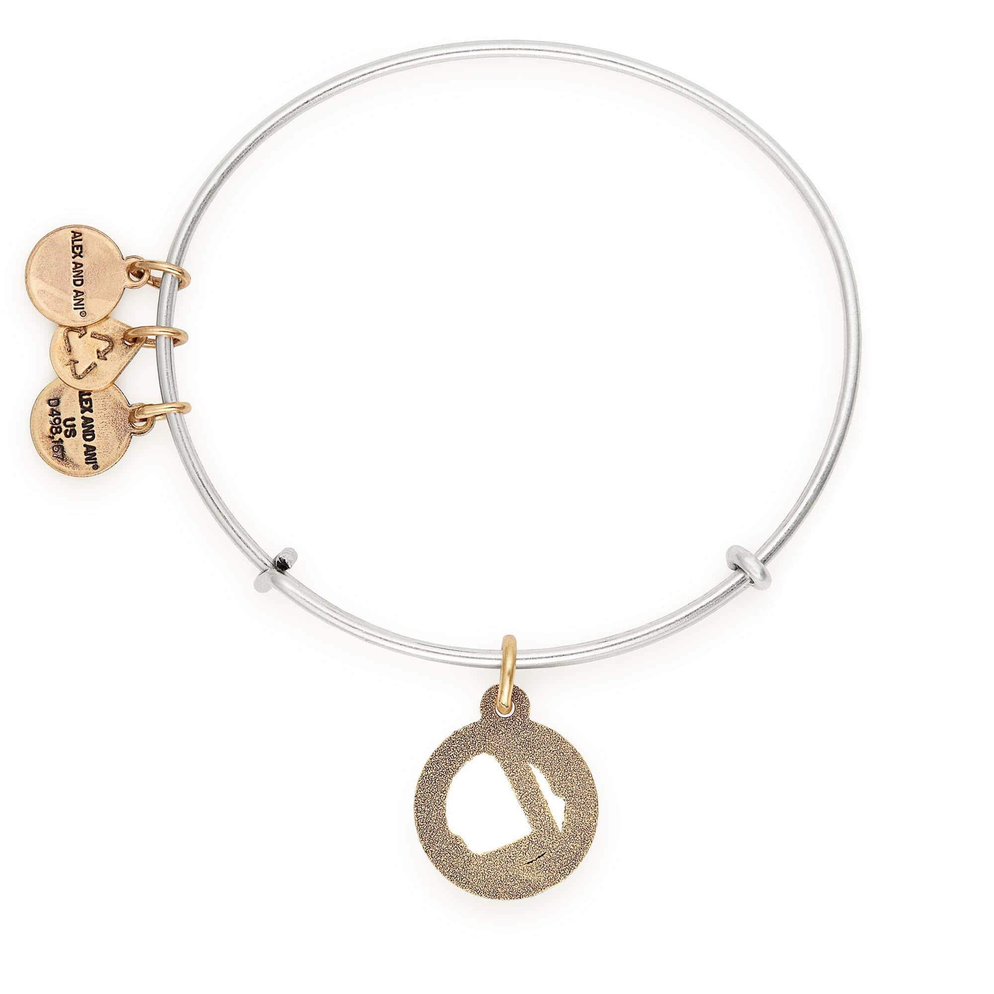 Alex and Ani Women's Initial L II Bangle Two Tone Bracelet, Rafaelian Silver