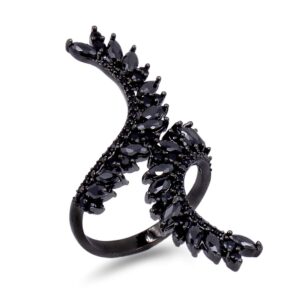 cocktail fashion ring size adjustable from 6-8.5 cz marquise shape jewelry for women (black)