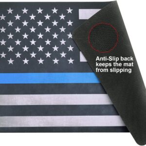 Raiseek Thin Blue Line Flag Gun Mat Gun Cleaning Mat of USA 11"x17"