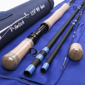 m maximumcatch maxcatch two-handed switch fly rod carbon 4-piece switch rod fly fishing (11'6'' 9 wt 4 sec)